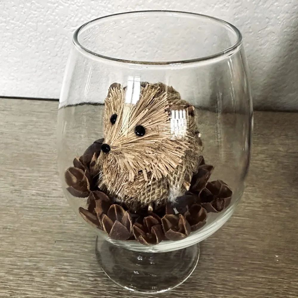 Fall Autumn Hedgehog Rustic Woodland Terrarium Vase Decor